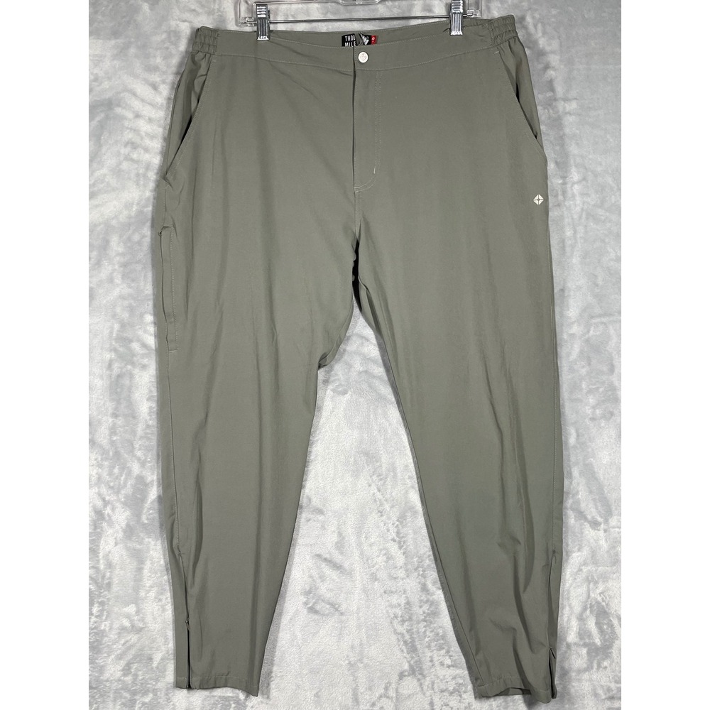 Thousand Miles All Day Pants Mens XXL Olive Green Tapered Stretch Tech Trousers